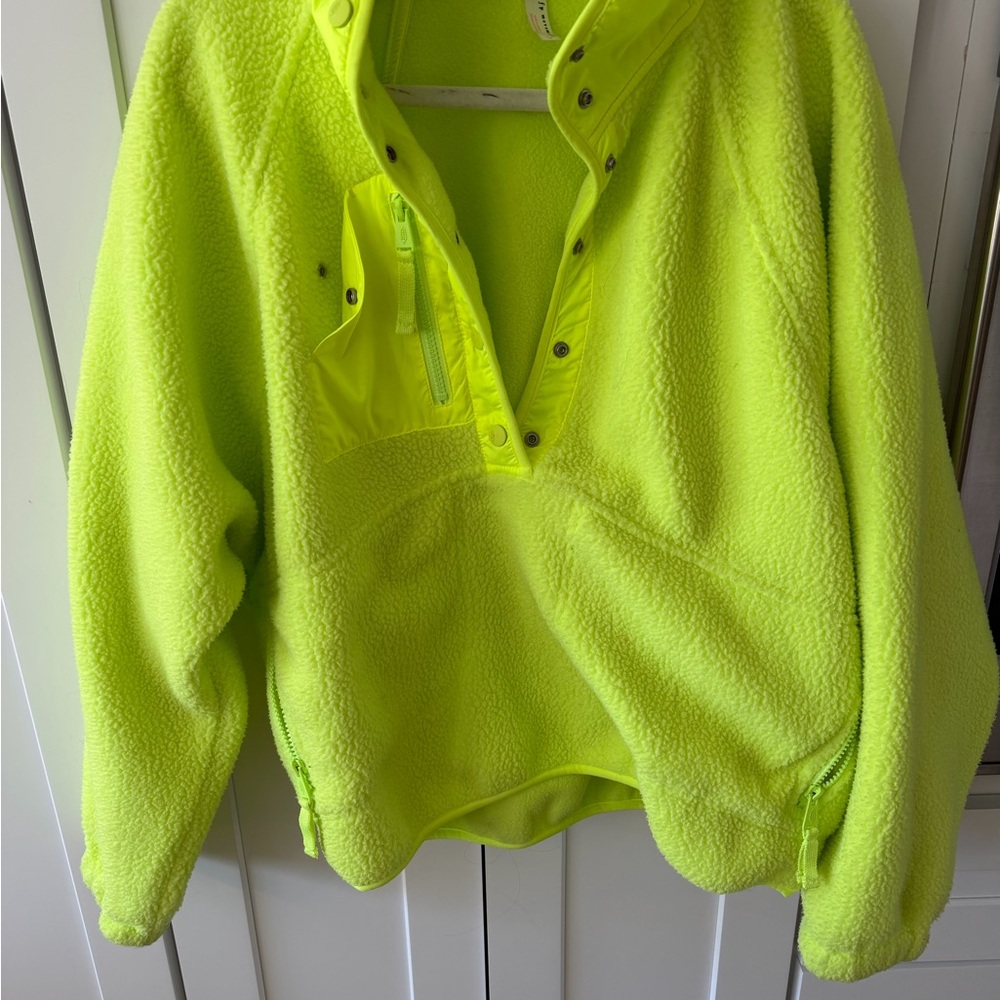 Free People Neon Yellow Fleece Jacket